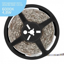 Светодиодная лента Gauss 4,8W/m 60LED/m 2835SMD холодный белый 5M 355000305