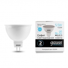 Лампа светодиодная Gauss GU5.3 5.5W 6500K матовая 13536