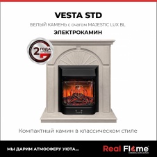 Электрокамин RealFlame Vesta WT-F715 с очагом Majestic Lux BL без пульта ДУ